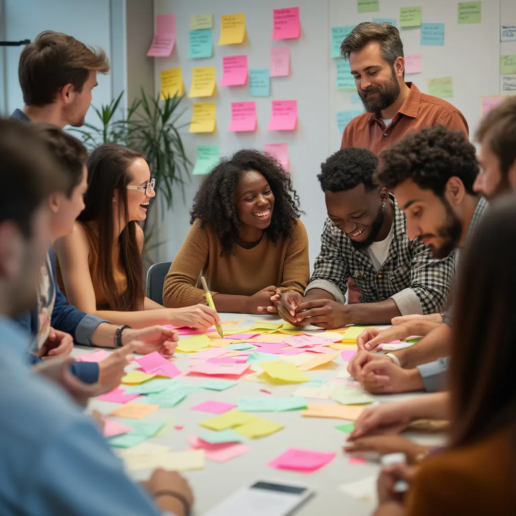 Participantes activos en un taller de innovación facilitado por ConsultoríaGlobal